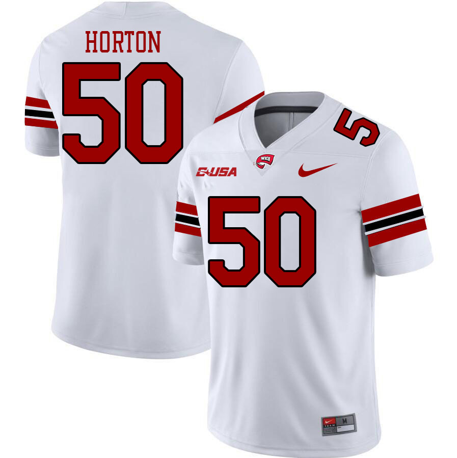 Western Kentucky Hilltoppers #50 Wesley Horton College Football Jerseys Stitched Sale-White